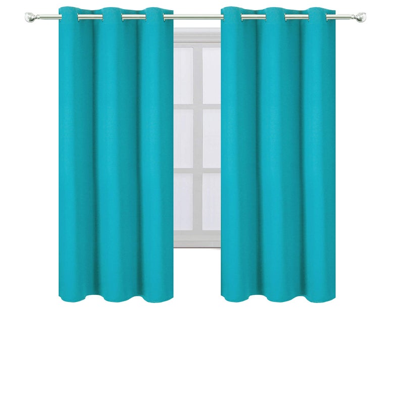 LEMOMO Turquoise/Teal Blackout Curtains/38 x 54 Inch/Set of Two Panels Grommet Living Room Curtains - Image 2